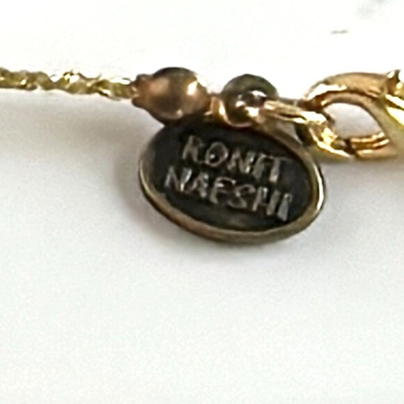 Ronit Nafshi Necklace, Gold Crystal & Pearl Beads, Handmade Israeli Design - Picture 7 of 7